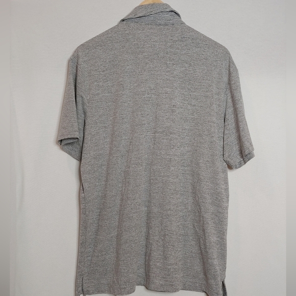 01.Algo Polo Shirt Mens Large Gray Stripe Quick Dry UV SPF 40 Performance L - Picture 3 of 8